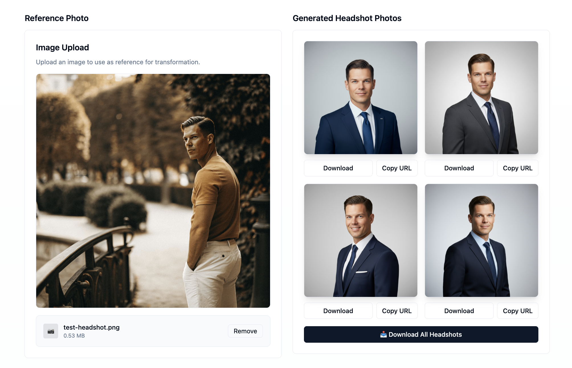 AI headshot generation example